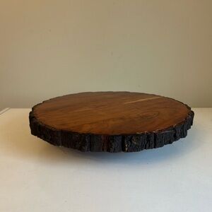 Bark Edged Lazy Susan 3"x12" Wood Rustic Farmhouse Natural Organizer Food Safe